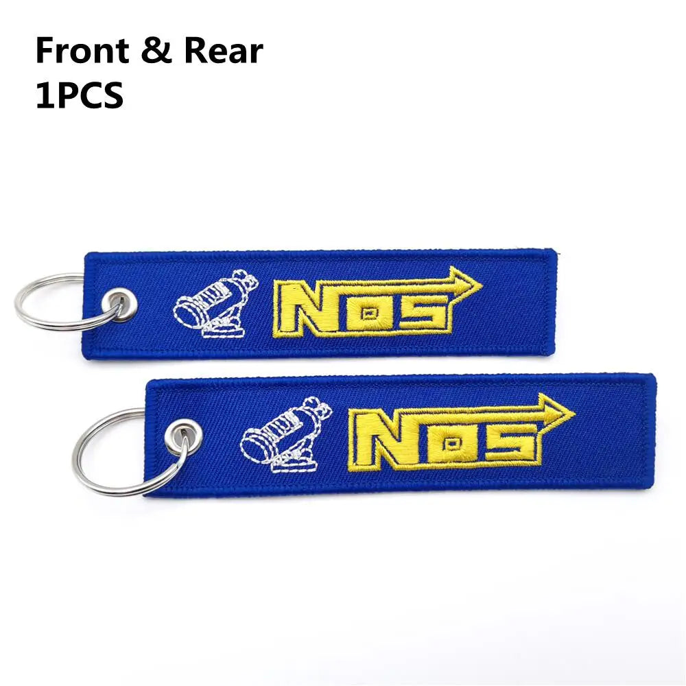 Embroidered Car Keychain For NOS Turbo JDM Racing Keyring Nylon Woven Key Chain Key Strap Auto Motorcycle Key Holder Accessories